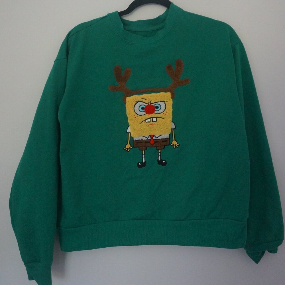 Sponegbob Knit Grumpy Christmas Sweater Deadstock Small